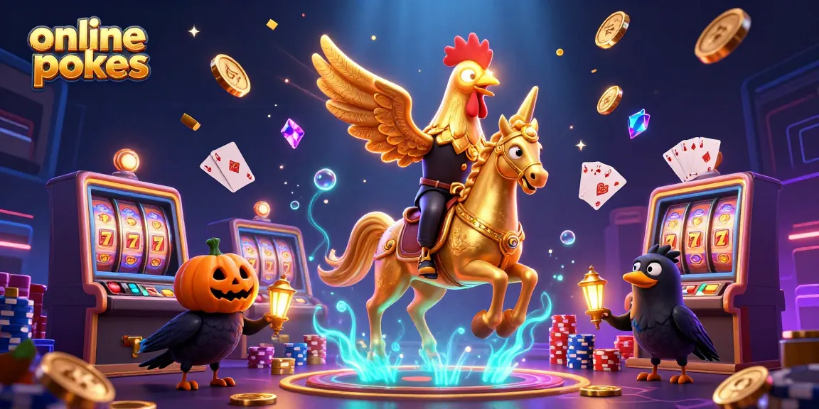 Experience thrilling online pokies with golden rooster in a casino filled with vibrant gaming elements.